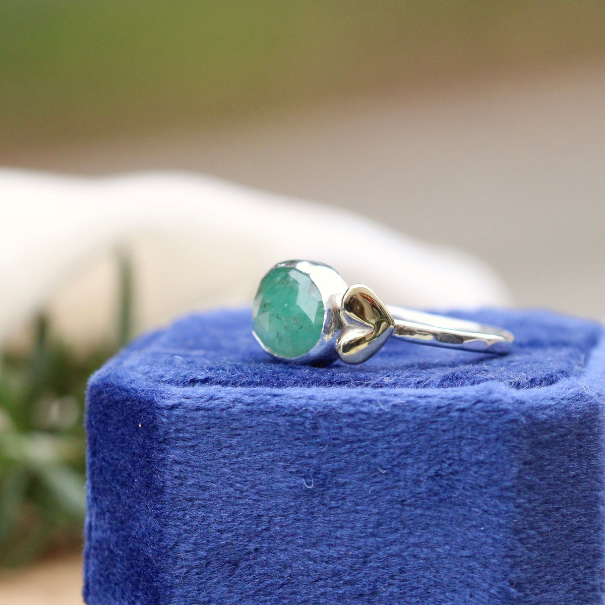 Sacred Love emerald gemstone sterling silver ring