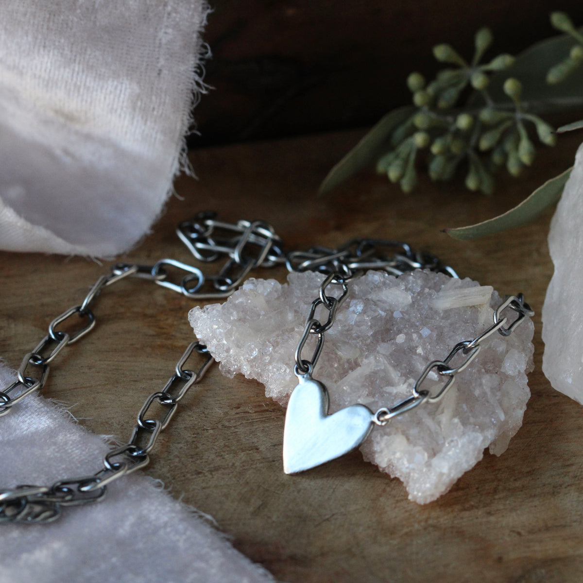 LOVE NOTES Sculpted Love Heart on handmade Paper clip sterling silver Necklace