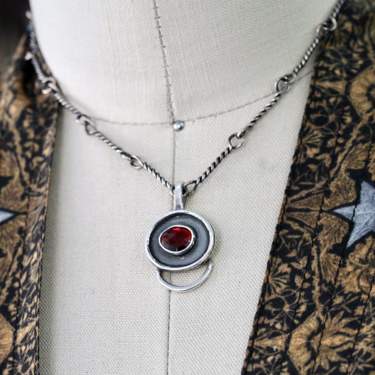 Red Garnet Charm Keeper Pendant