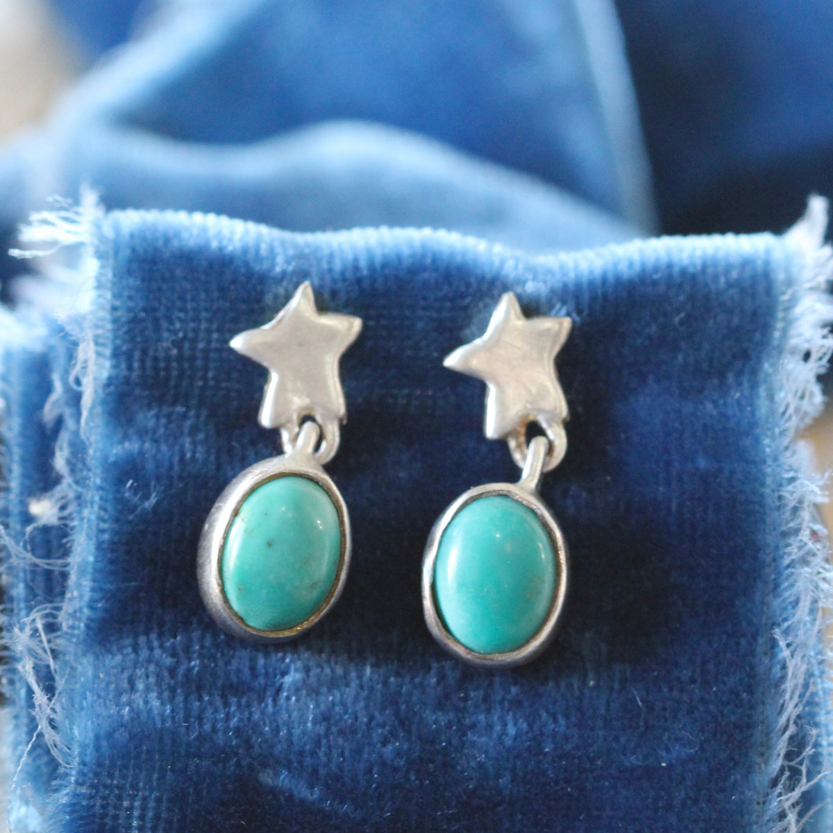 Sterling Silver Star earrings with Turquoise ARCHIVE SALE