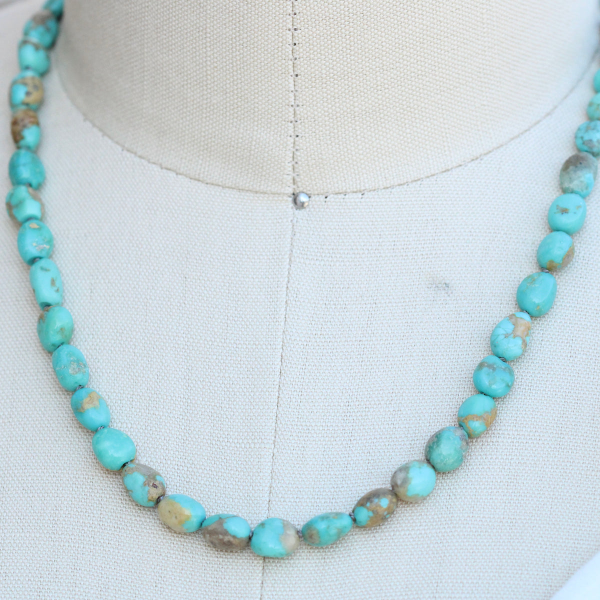 Natural Campitos Turquoise on Hand Knotted silk