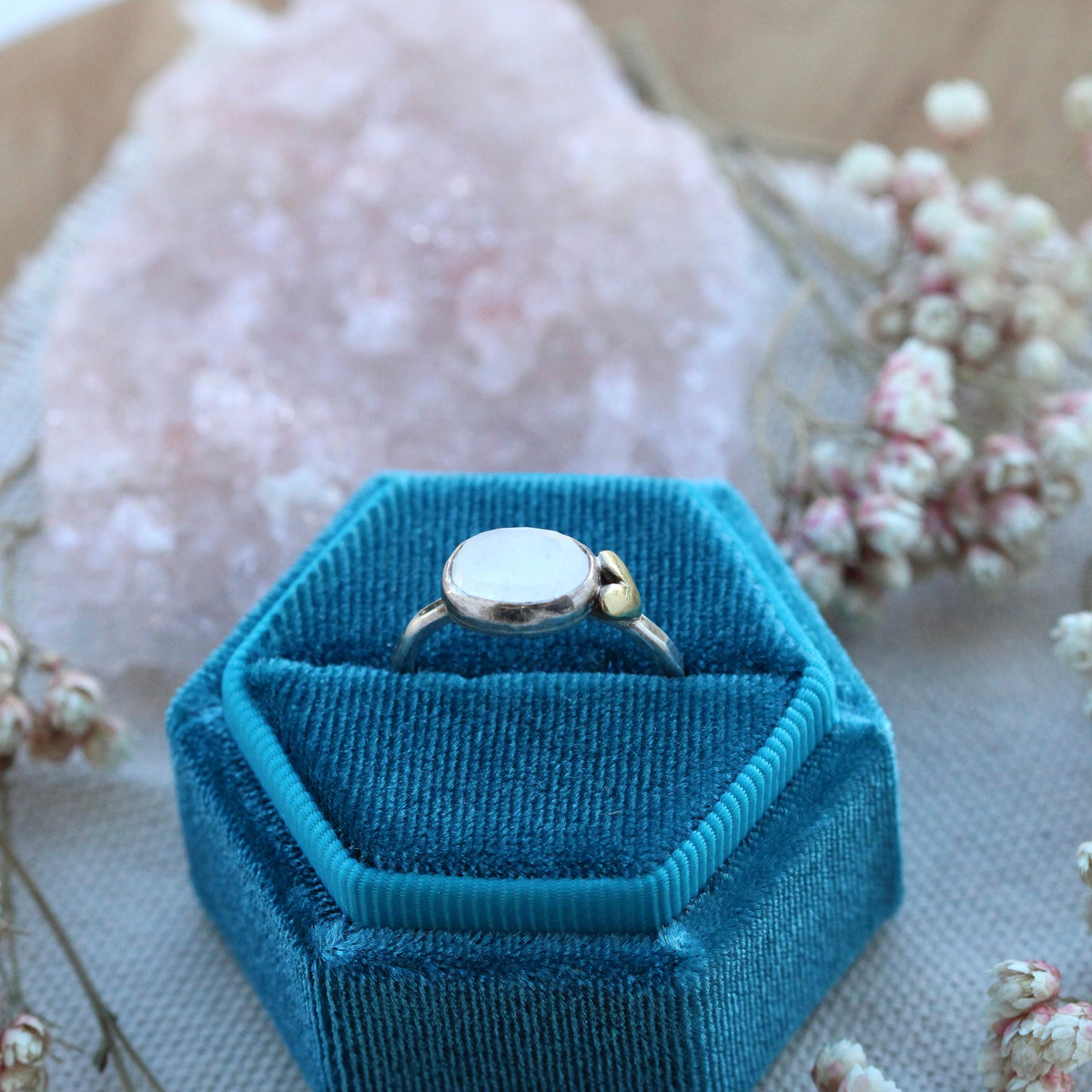 Sacred Love moonstone gemstone sterling silver ring