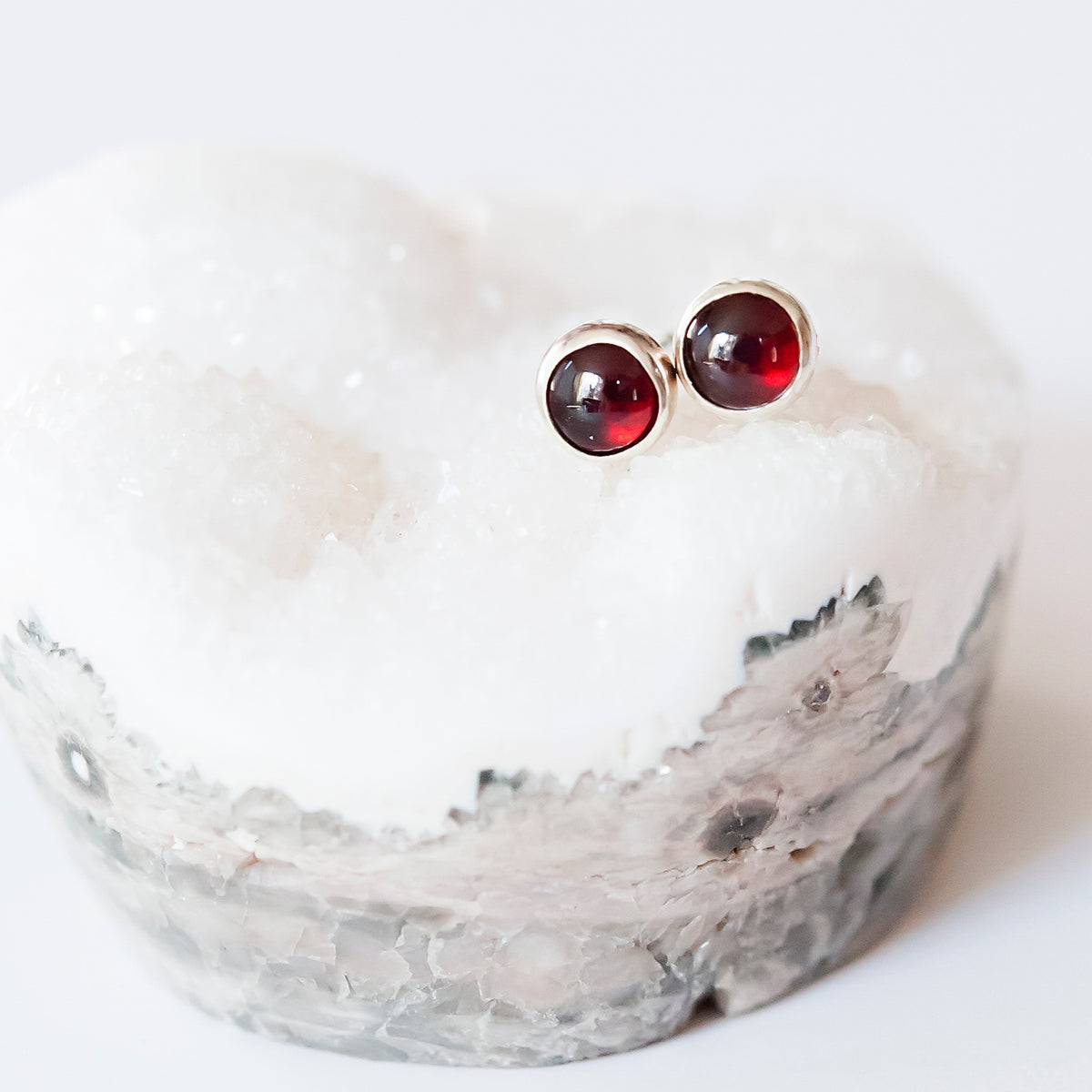 Natural Garnet Post Earrings