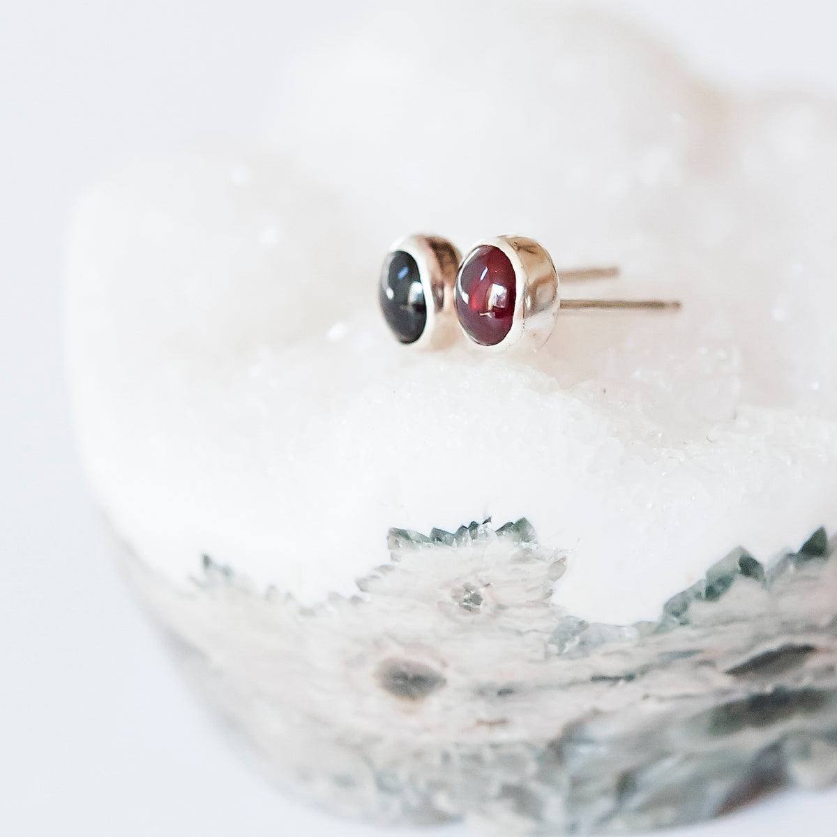 Natural Garnet Post Earrings