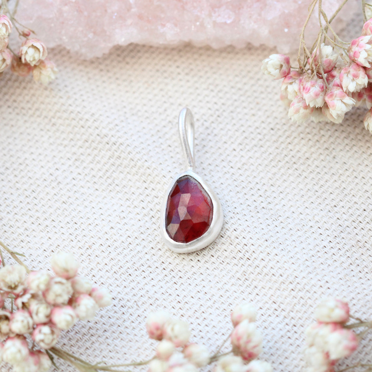 Rose Cut Birthstone Charm Pendant