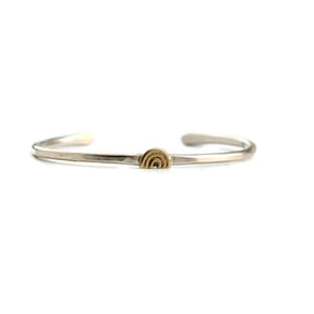 Rainbow sterling silver and golden bronze stacking cuff bracelet