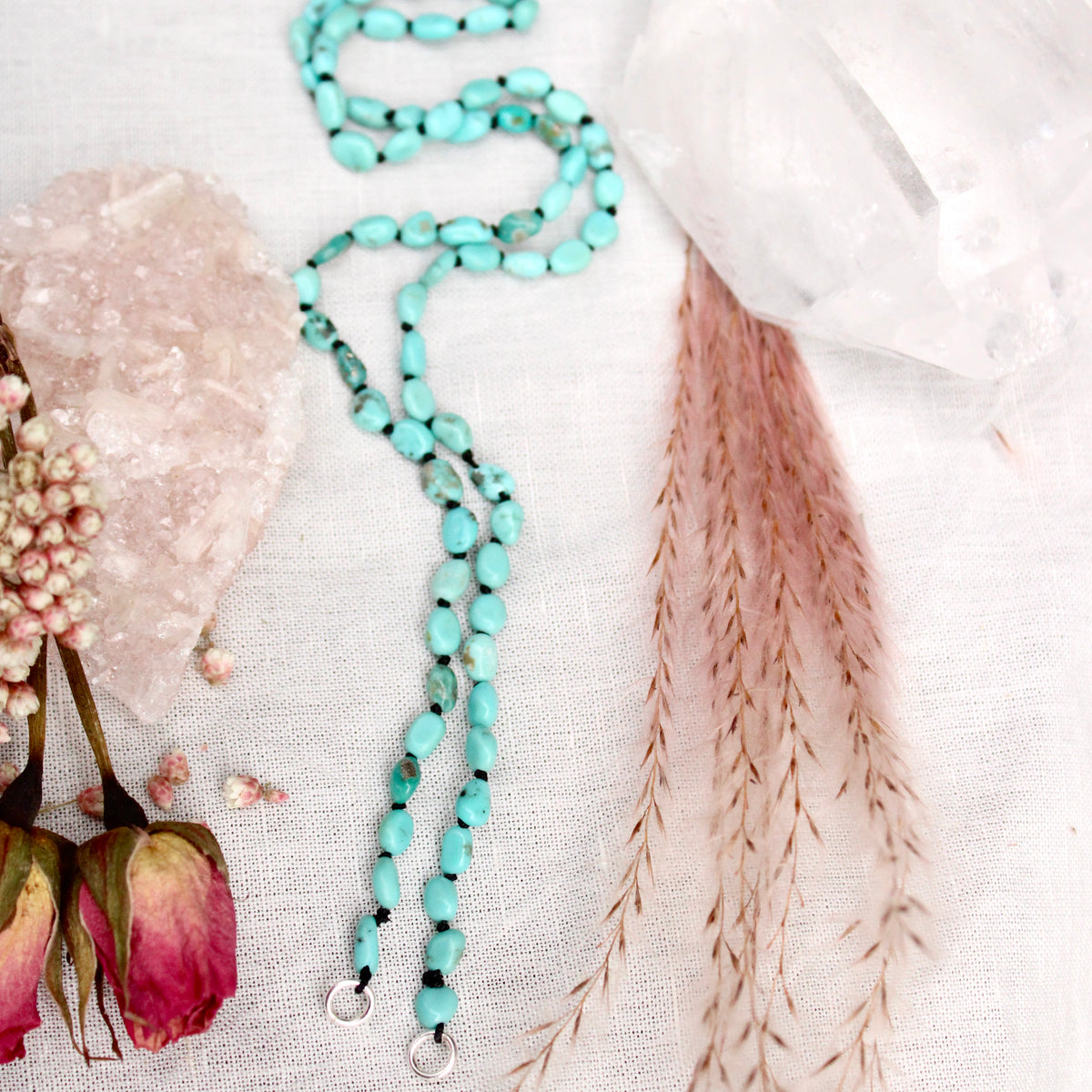 Turquoise Hand Knotted silk necklace