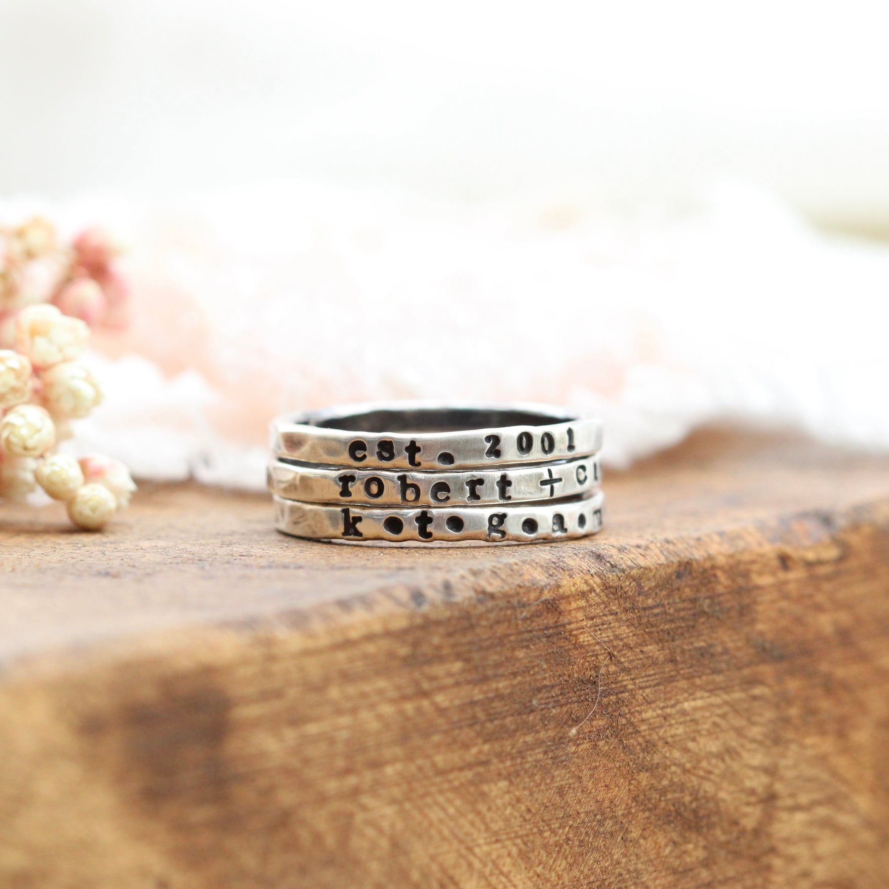 Personalized Sterling Silver Stamped Stacking Rings