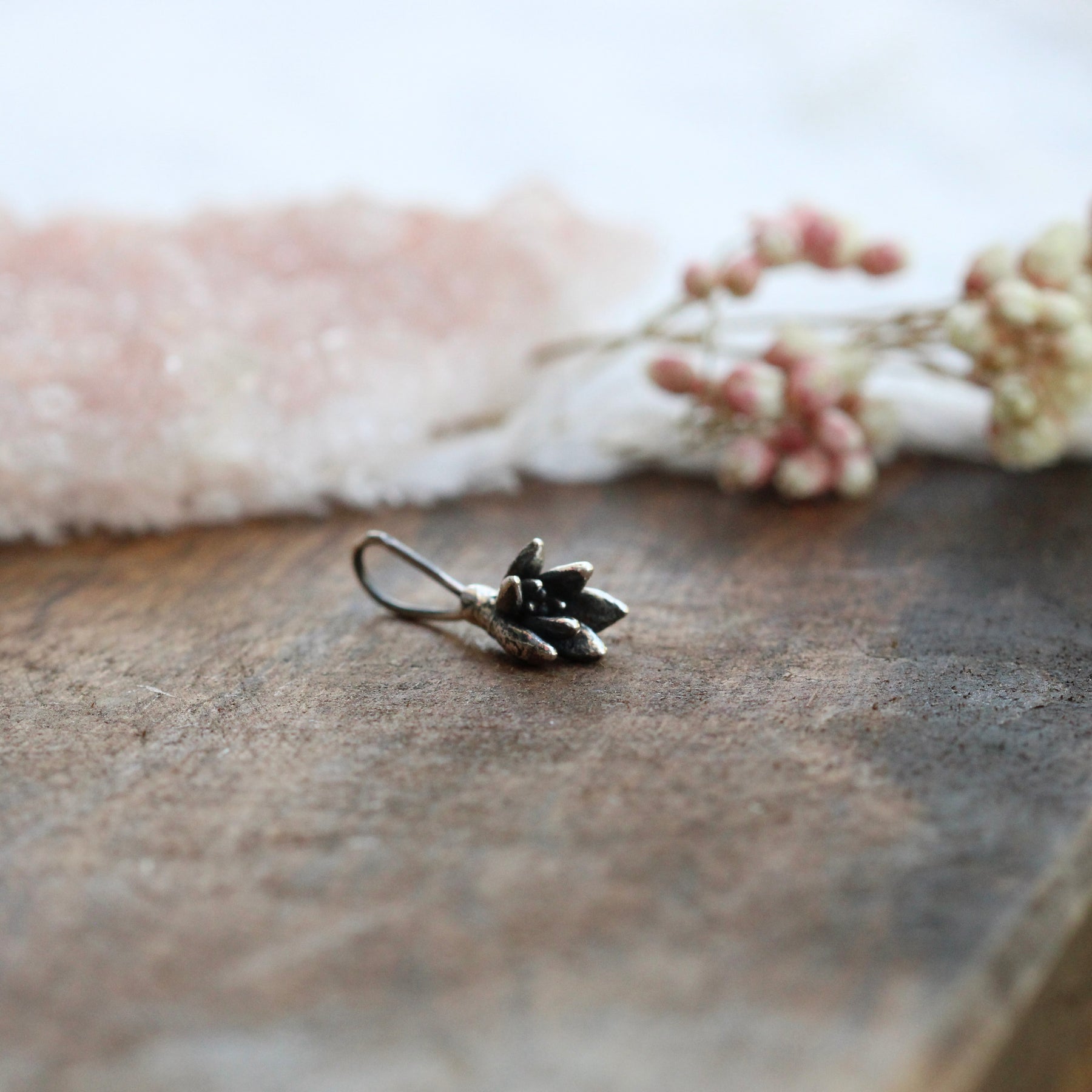 sterling silver cast small succulent charm Storyteller collection