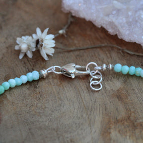 Gemstone Layering necklace Blue Peruvian Opal and silver