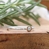 mixed metal gold and sterling silver opal stacking ring