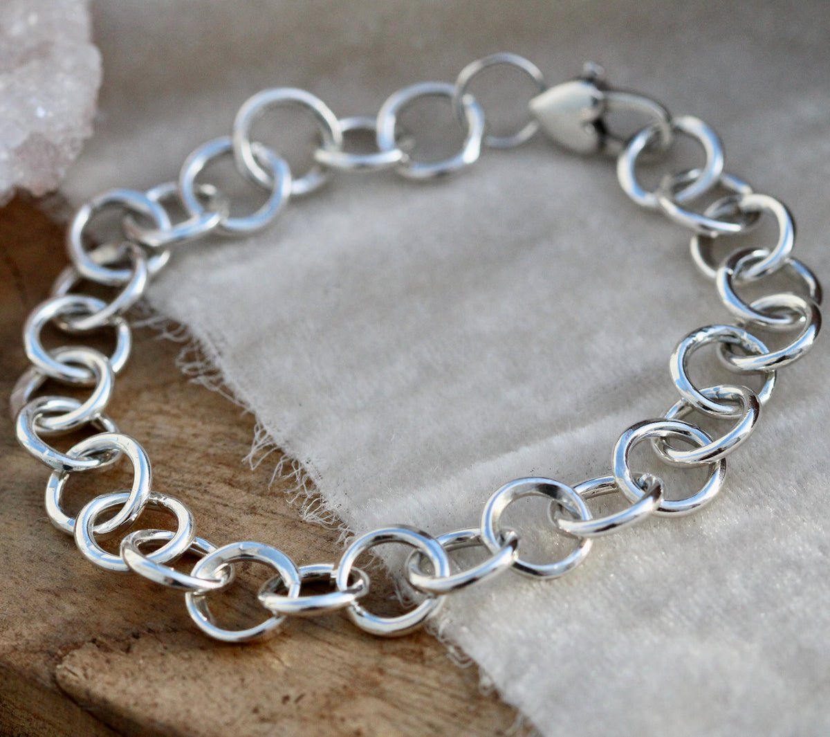 hand forged heavy gauge sterling silver bracelet