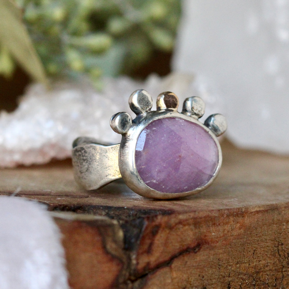 LOVE NOTES Ruby Crown ring Sterling Silver with 14k accent