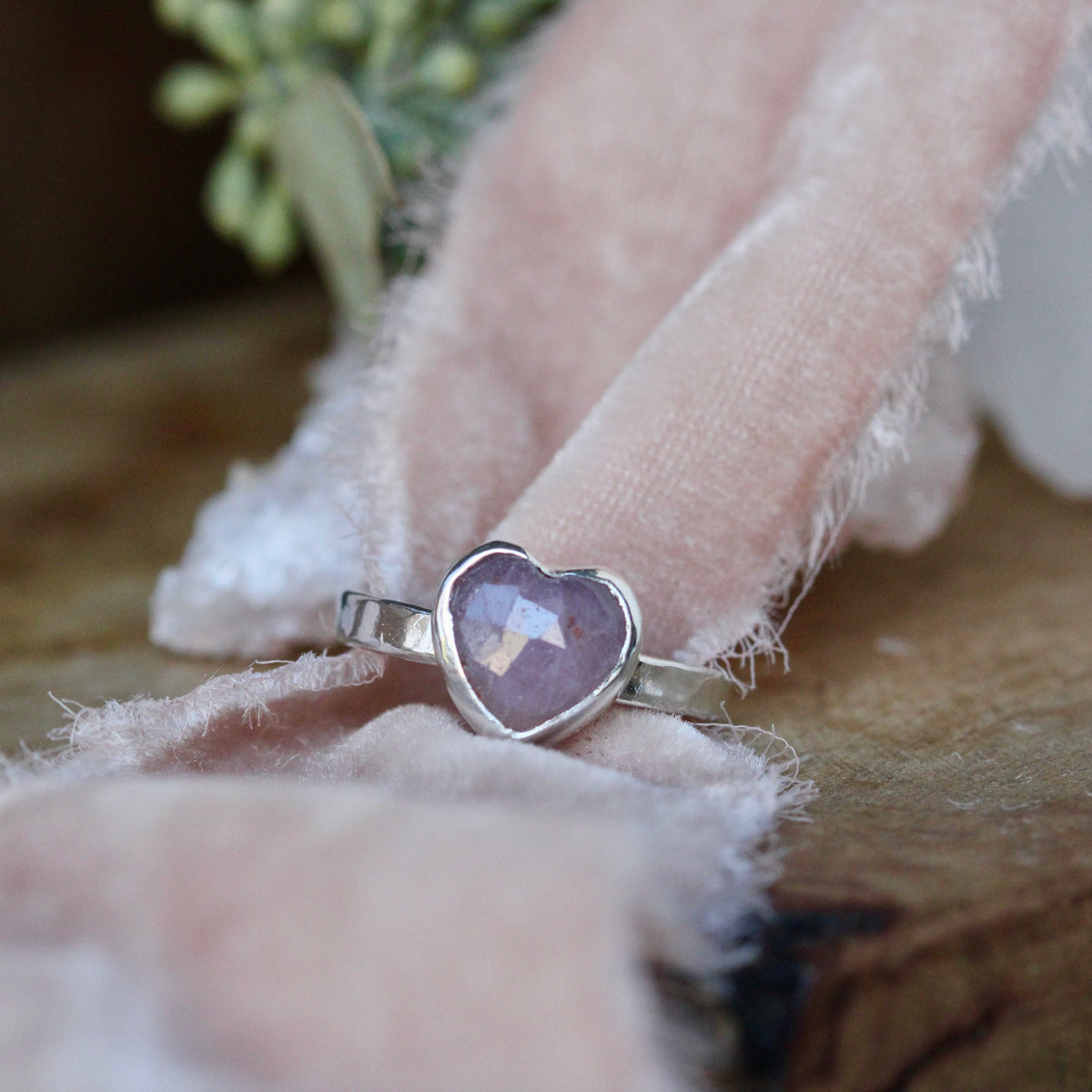 LOVE NOTES  Ruby Heart set in sterling silver ring Made to order