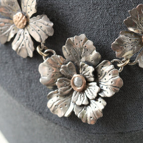Spring Blossom Necklace sterling silver 10k gold and Diamond