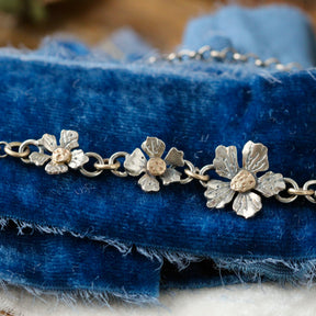 Spring Blossom Necklace sterling silver 10k gold and Diamond