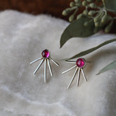 Starburst earrings Ruby and sterling silver