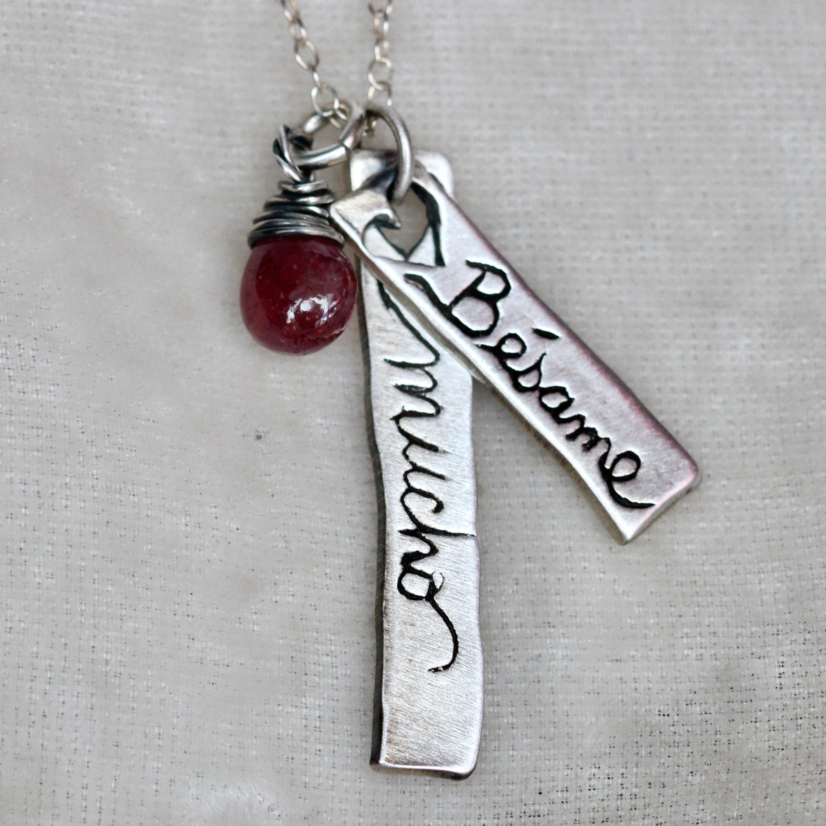 Beseme Mucho Sterling silver and ruby necklace
