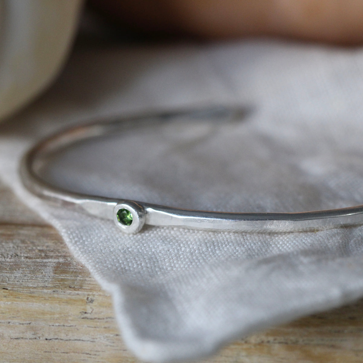 Birthstone Sterling Silver Stacking Cuff Bracelet
