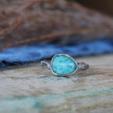 Wanderer Ring Amazonite and sterling silver cast branch