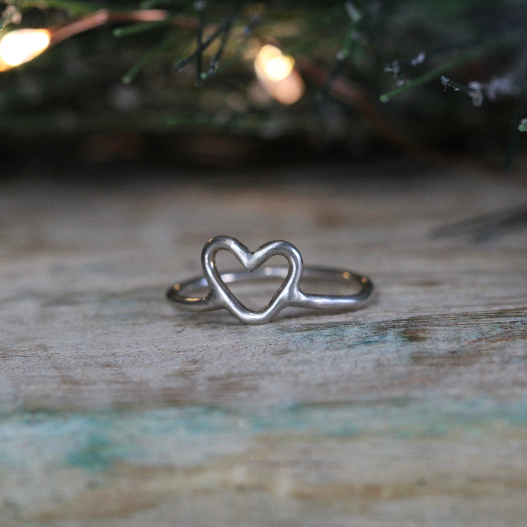 Open Heart sterling silver stacking ring