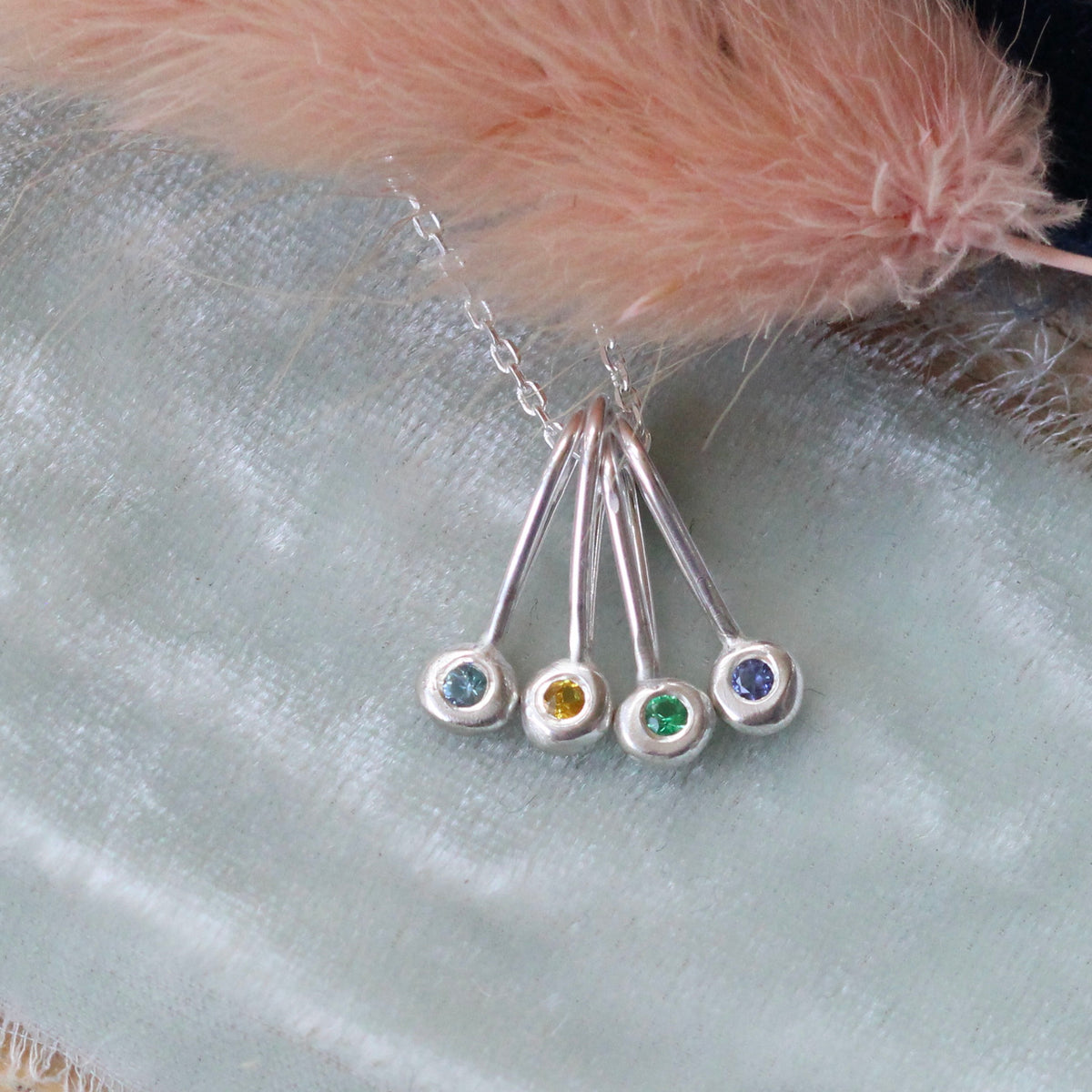 Little Light Birthstone Charm Sterling Silver Necklace