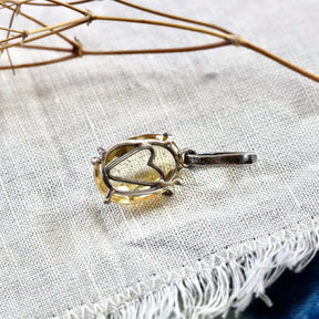 Rose cut Citrine prong set in sterling silver with heart detail