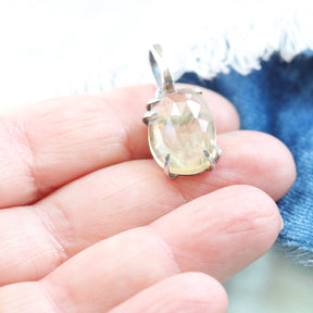 Rose cut Citrine prong set in sterling silver with heart detail