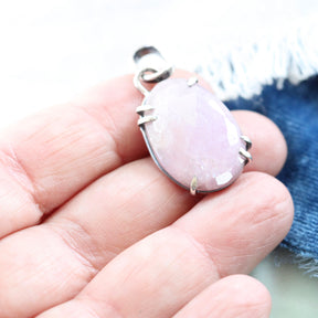 Rose cut Pink Sapphire prong set in sterling silver with heart detail