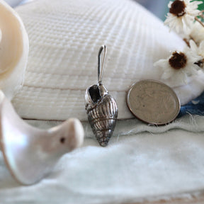 Coastal Spiral Shell Charm with blue zircon Pacific Coast Collection