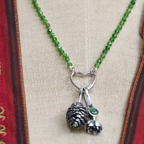 Cedar Pine Cone with Emerald Botanical Charm