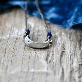 Crescent moon and Lapis Sterling Silver necklace ARCHIVE SALE