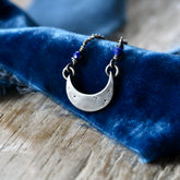 Crescent moon and Lapis Sterling Silver necklace ARCHIVE SALE