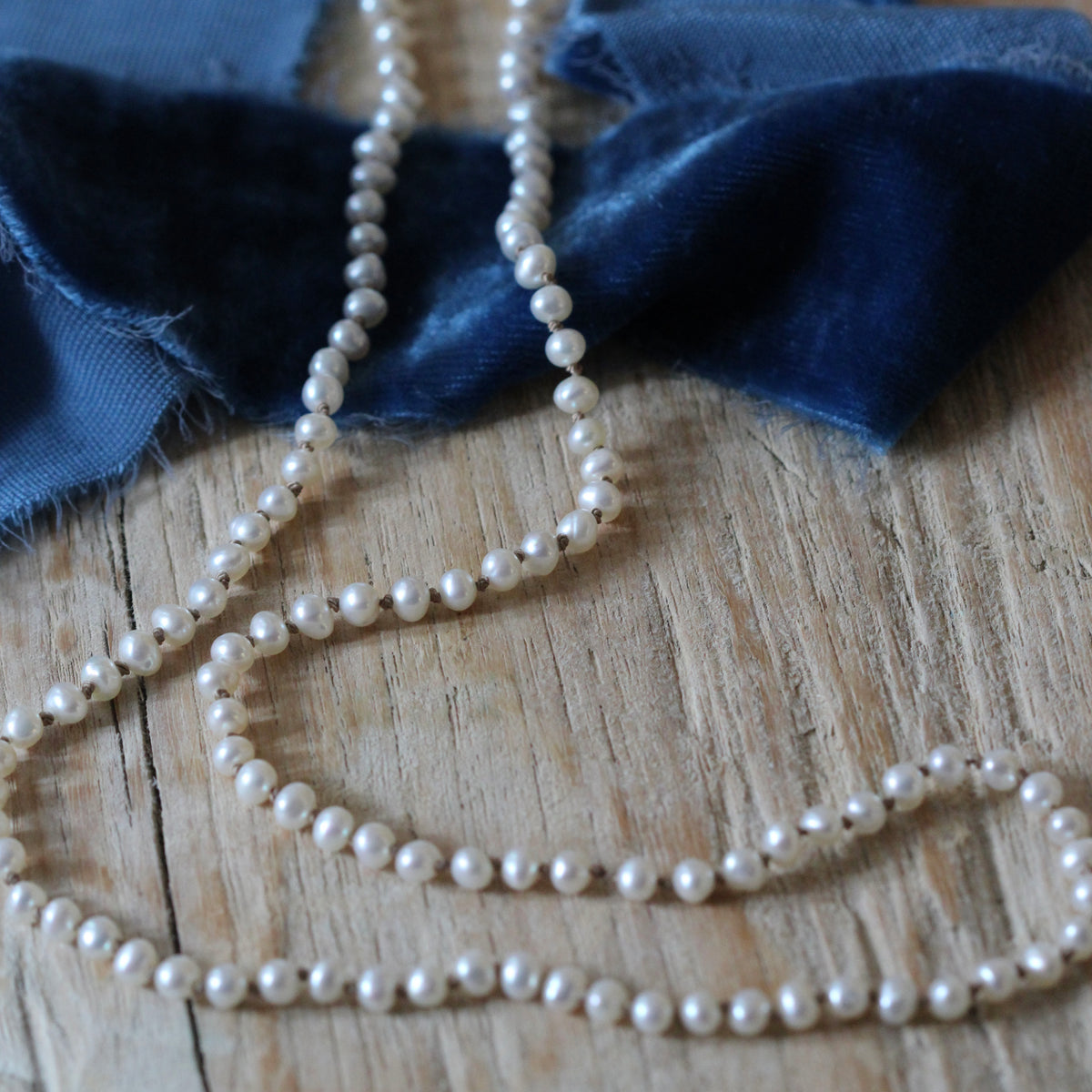 hand Knotted seed Pearl silk necklace ARCHIVE SALE