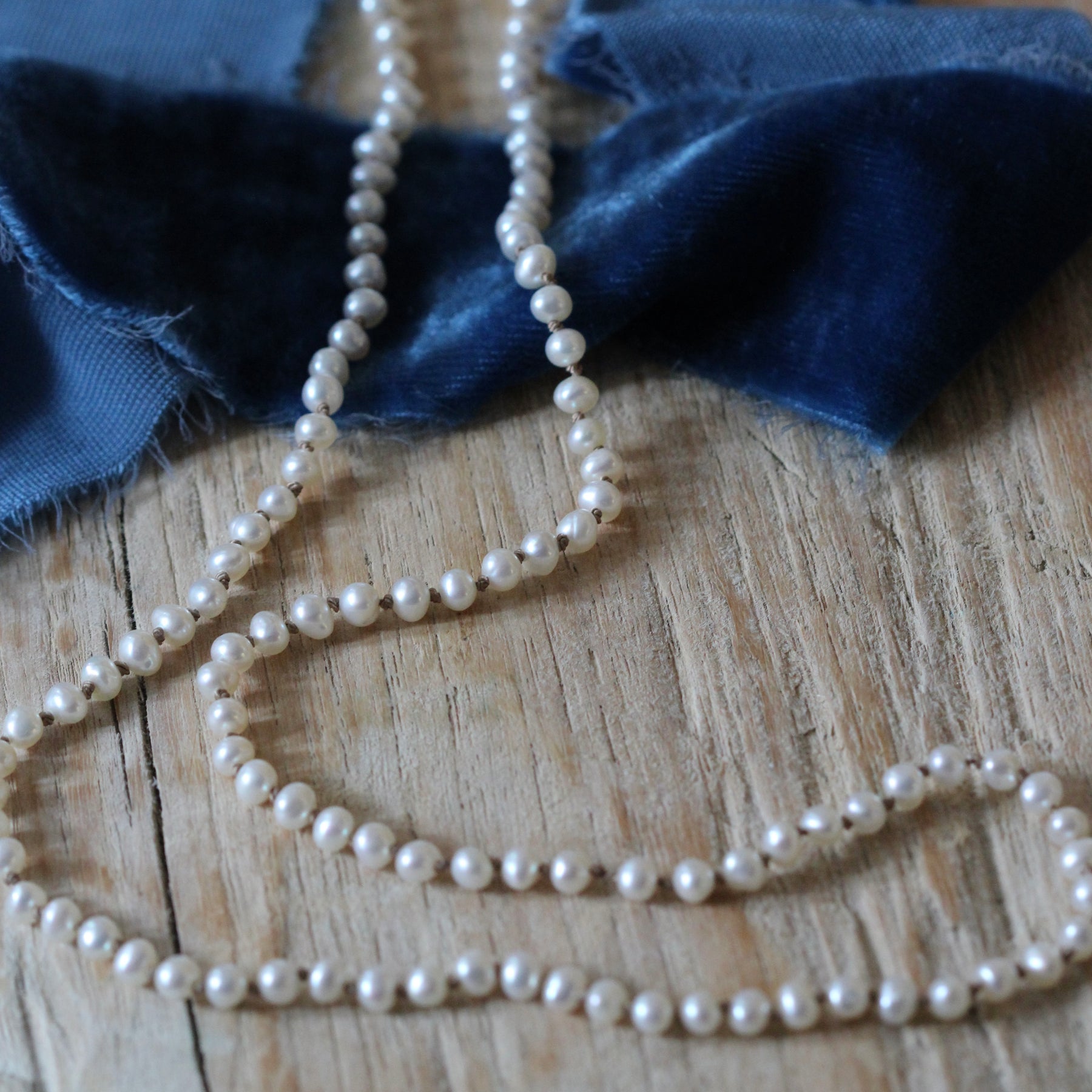 hand Knotted seed Pearl silk necklace ARCHIVE SALE