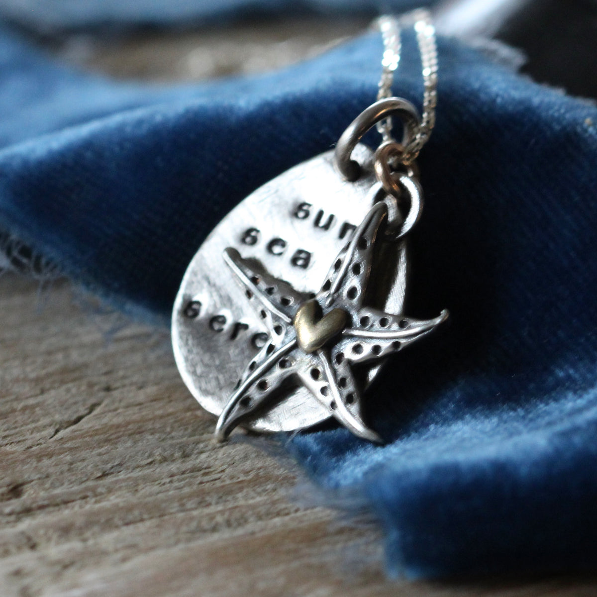 Sun Sea Sand Serenity beach necklace Sterling silver ARCHIVE SALE