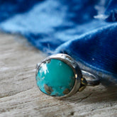 Turquoise Ring with Bronze heart and inscription on bezel ARCHIVE SALE