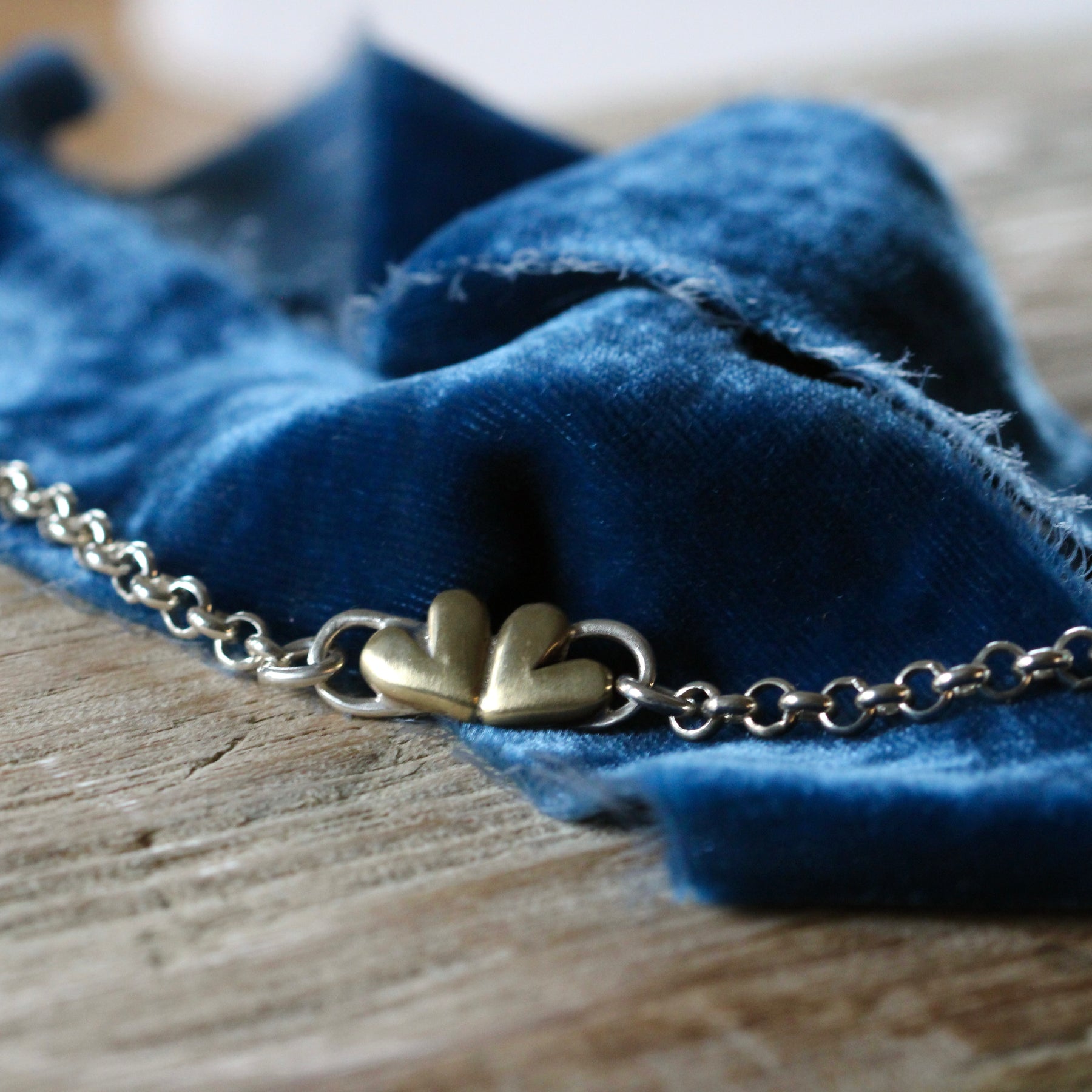 Bronze Heart and Sterling Silver Bracelet ARCHIVE SALE