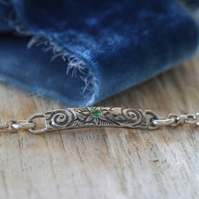 Sterling silver floral bracelet with gemstone ARCHIVE SALE