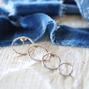 Open circle sterling silver stud earrings 4 sizes ARCHIVE SALE