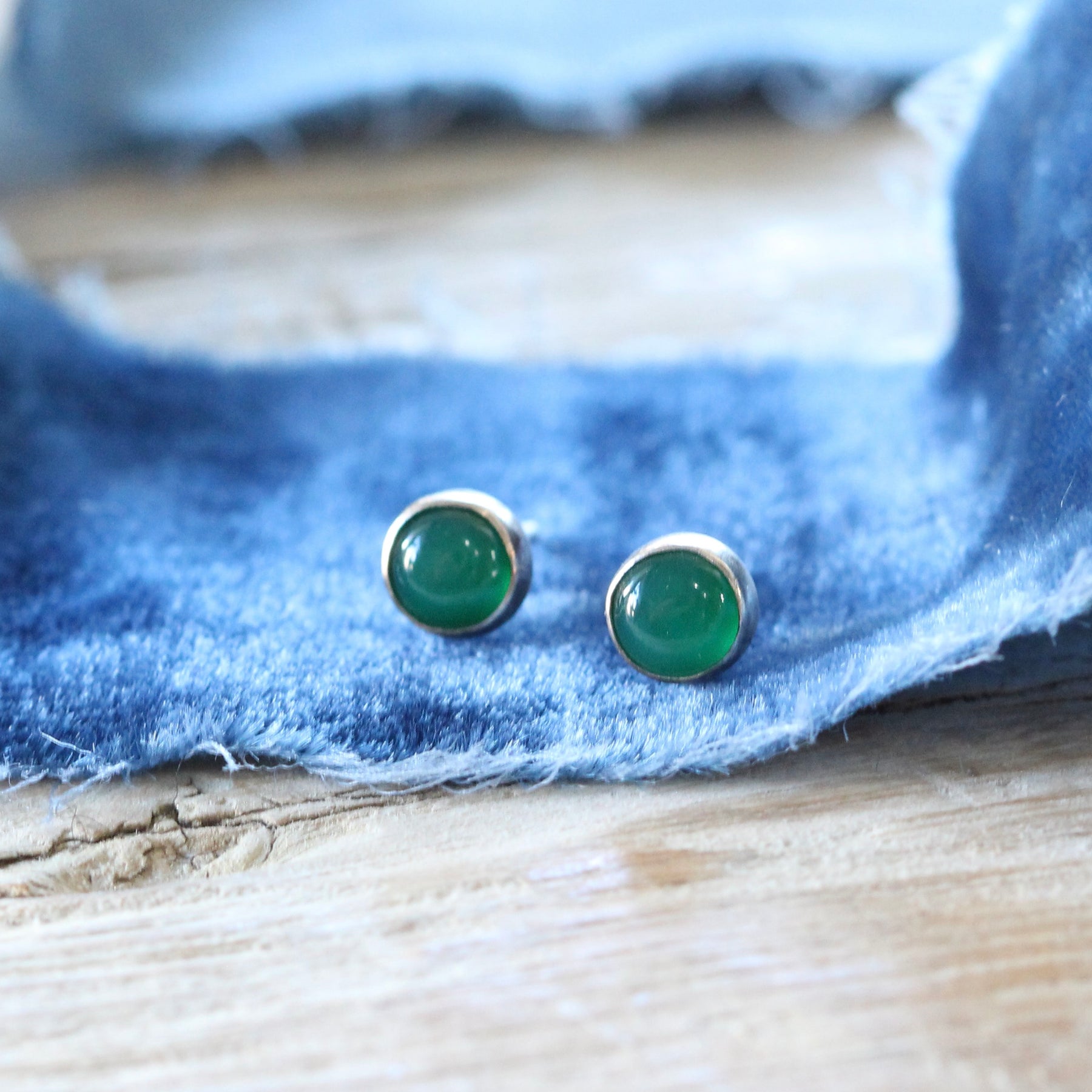 Jade Gemstone Sterling silver stud earrings ARCHIVE SALE