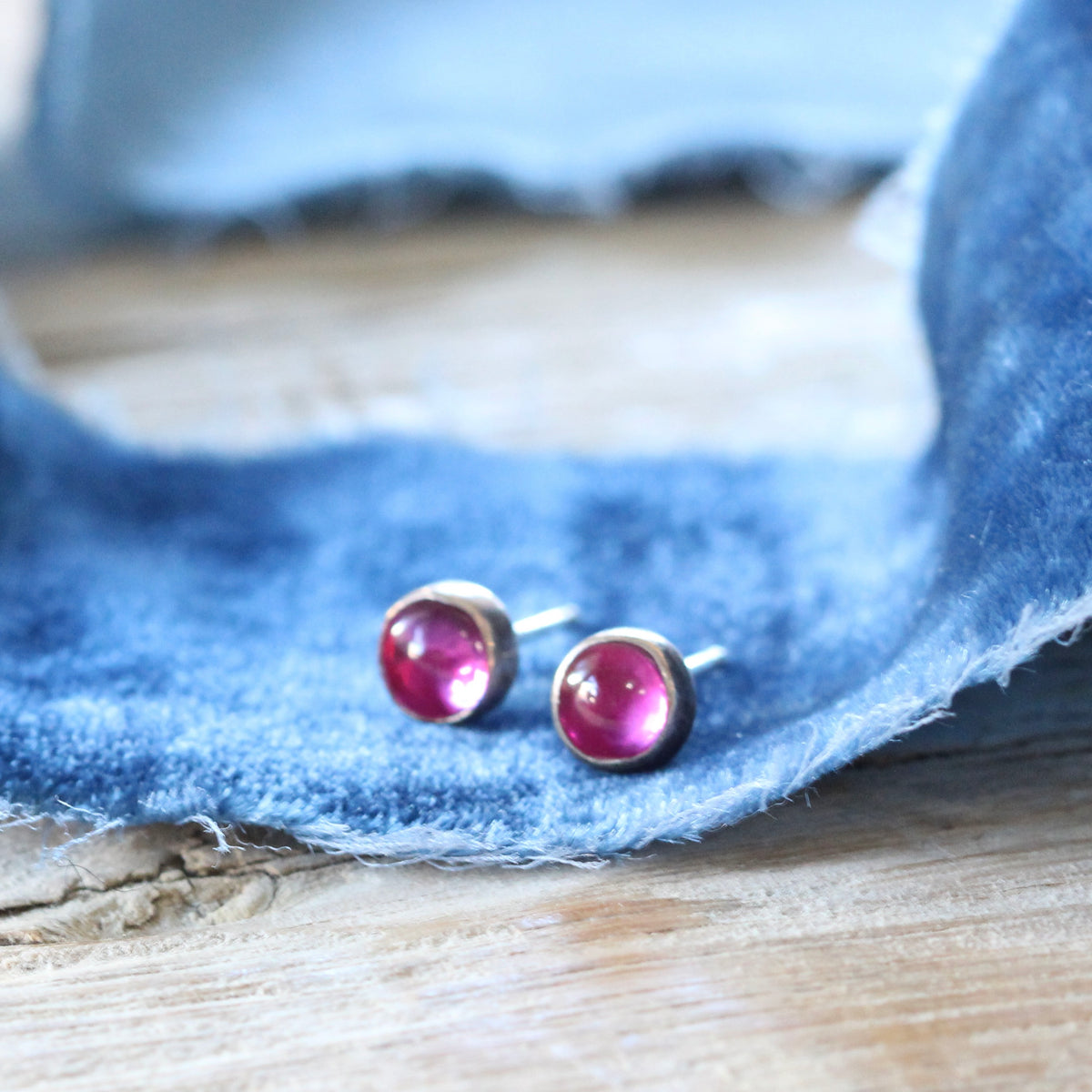 Lab grown Ruby Gemstone Sterling silver stud earrings ARCHIVE SALE