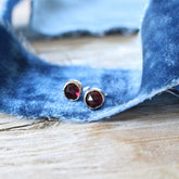 Rose Cut Garnet Gemstone Sterling silver stud earrings ARCHIVE SALE