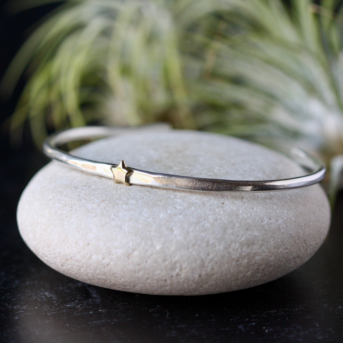 Star Stacking Cuff bracelet sterling silver and golden bronze