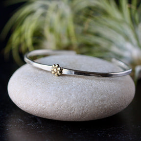 Flower Stacking Cuff bracelet sterling silver and golden bronze