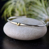 Heart Stacking Cuff bracelet sterling silver and golden bronze