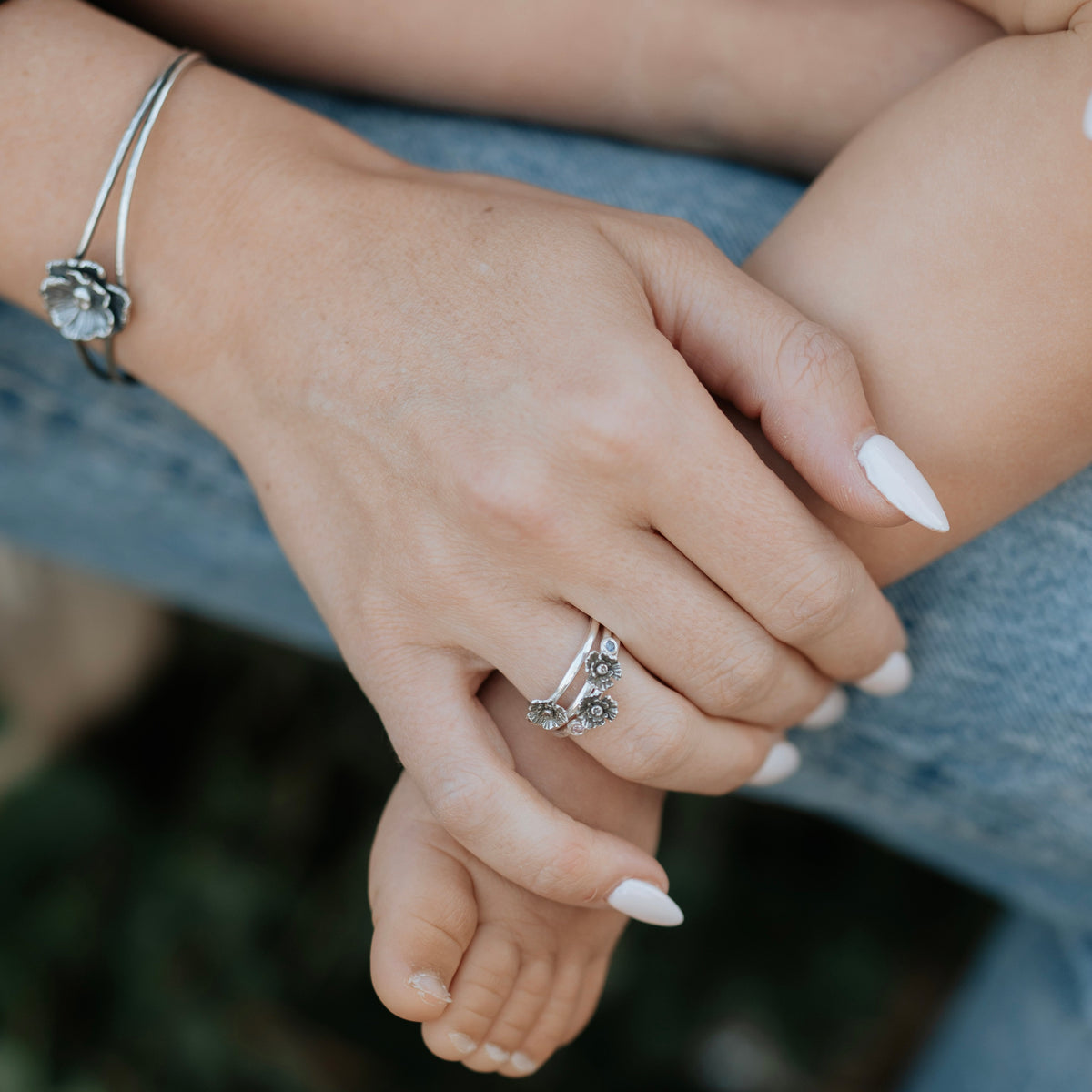 Poppy Birthstone Sterling Silver Ring