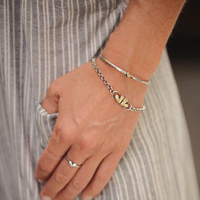 Heart Stacking Cuff bracelet sterling silver and golden bronze