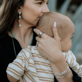 Birthstone Sterling Silver Stacking Cuff Bracelet