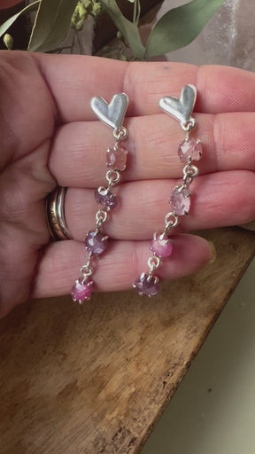 LOVE NOTES Sapphire Spinel and Ruby Sculpted Heart sterling silver Post Earrings